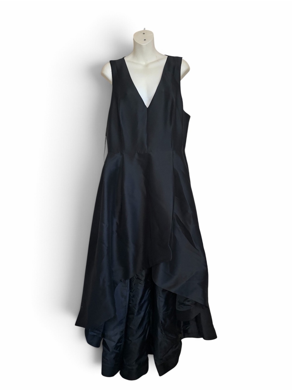 Calvin Klein Size 14 Black High Low Maxi Dress V Neck Formal Evening